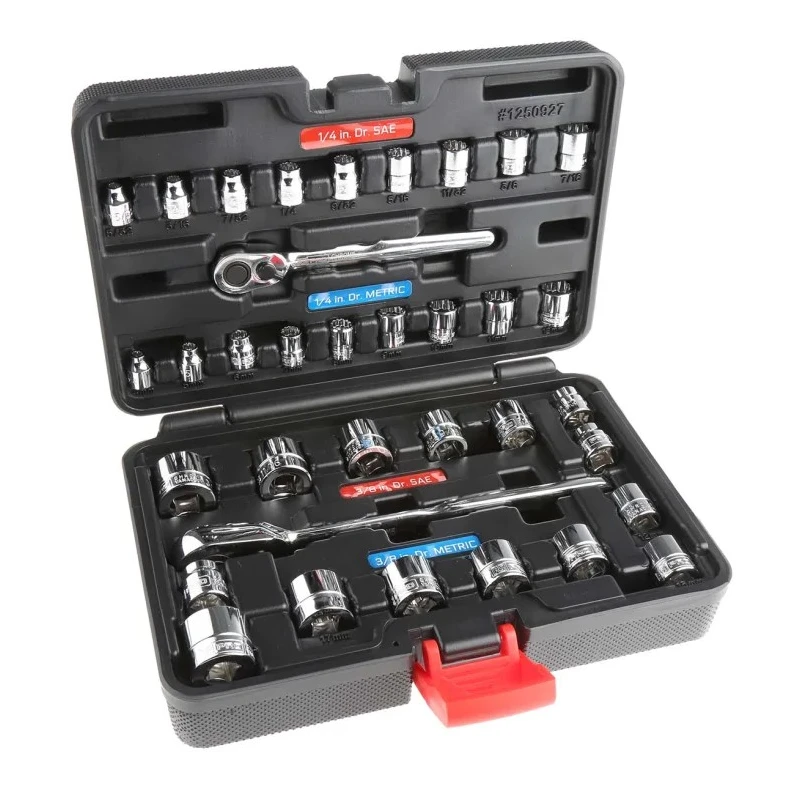 RS PRO 35-Piece 3/8 in Low Profile Socket Set Chrome Vanadium Steel 3/8 in Drive 125-0927
