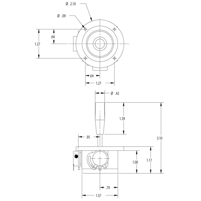 CH Products 2-Axis Potentiometer Joystick Conical Momentary Handle Model M11LOA1P