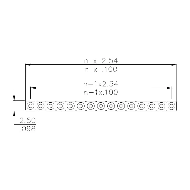 E-TEC PCB Socket 20-Contact 1 Row 2.54 mm Pitch Straight Through Hole Solder SIB-120-S047-95