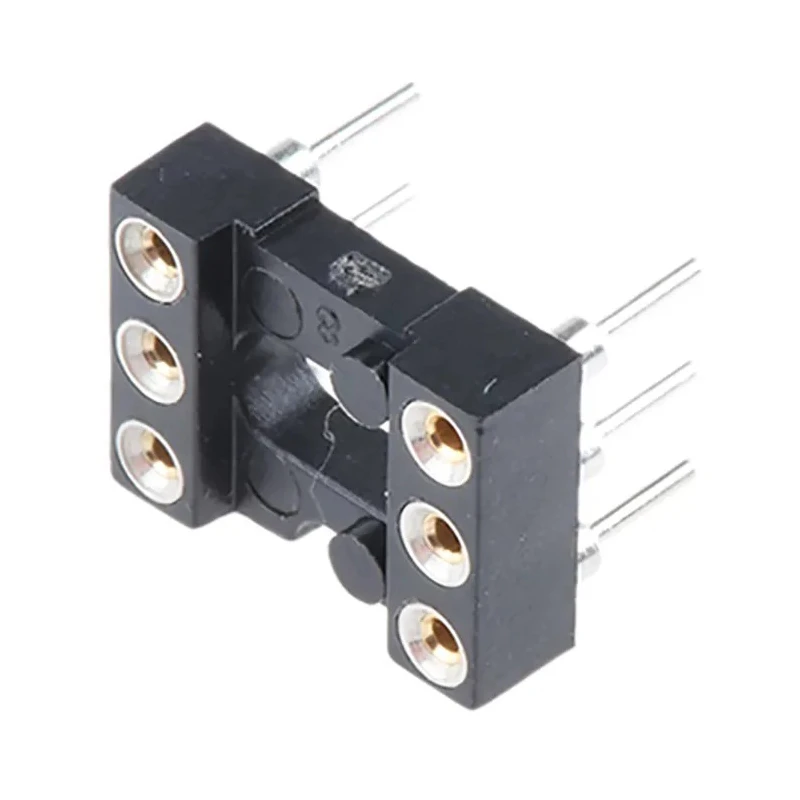 E-TEC 2.54 mm Pitch Vertical 6 Way Through Hole Turned Pin Open Frame DIL Socket, 3A POS-306-S001-95