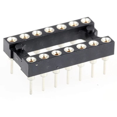 E-TEC POS/POO/PCL 2.54 mm Pitch Vertical 14 Way Through Hole Turned Pin Open Frame DIL Socket 3A POS-314-S001-95