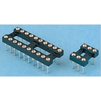 E-TEC 2.54 mm Pitch Vertical 28 Way Through Hole Turned Pin Open Frame DIL Socket 3A POS-628-S001-95