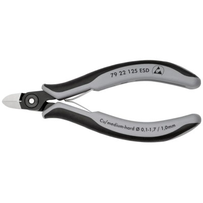 Knipex Electronic ESD Safe Side Cutter Diagonal Cutter 125mm Ball Bearing Steel Jaw 79 22 125 ESD