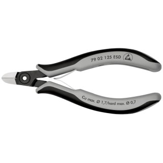 Knipex Electronic ESD Safe Diagonal Side Cutter With Bevel 125mm, Ball Bearing Steel Jaw, 79 02 125 ESD