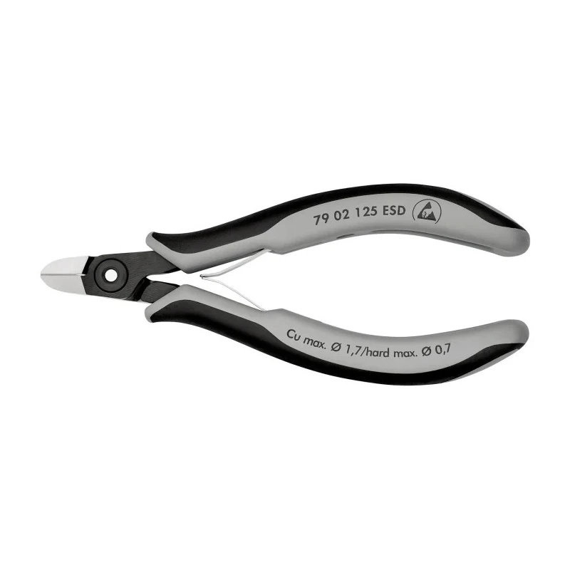 Knipex Electronic ESD Safe Diagonal Side Cutter With Bevel 125mm, Ball Bearing Steel Jaw, 79 02 125 ESD
