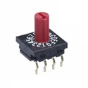 NKK Switches Rotary Coded DIP Switch Surface Mount, Through Hole Solder Metal Shaft Plastic Shaft Dial Actuator FR01KR16P-S
