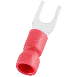 RS PRO Insulated Fork Terminal 22 AWG to 16 AWG Vinyl Red M3.7 Stud Size 5.7mm Width 125-1957