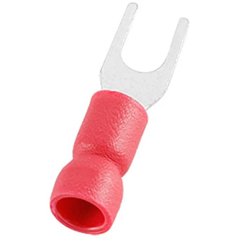 RS PRO Insulated Fork Terminal 22 AWG to 16 AWG Vinyl Red M3.7 Stud Size 5.7mm Width 125-1957