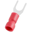 RS PRO Insulated Fork Terminal, 22 AWG to 16 AWG, M4.3 Stud Size, Vinyl Insulation, Red 125-1958