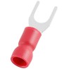 RS PRO Insulated Fork Terminal, 22 AWG to 16 AWG, M4.3 Stud Size, Vinyl Insulation, Red 125-1958