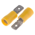 RS PRO Yellow Insulated Male Spade Connector Crimp Terminal 6.35 x 0.8 mm Tab Size 12 AWG to 10 AWG 125-1954