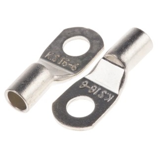 RS PRO Uninsulated Ring Terminal M6 Stud Size 6 AWG Wire Size Grey 125-1959