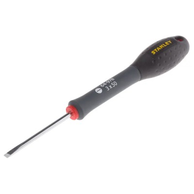 Stanley Standard Slotted Screwdriver 50 mm Blade, 3 mm Tip Width, Steel Blade, Soft Grip Handle 0-64-978