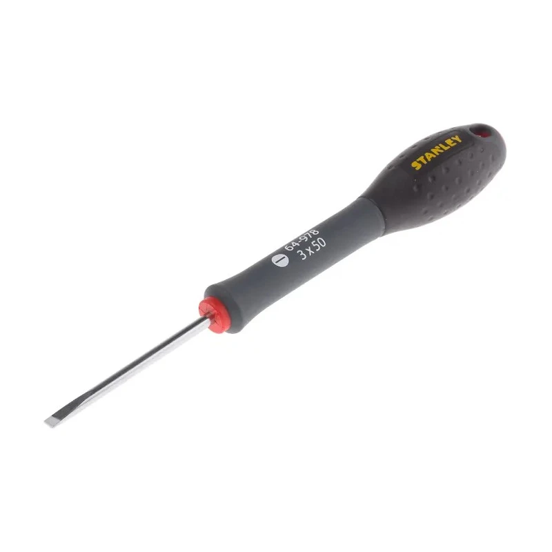 Stanley Standard Slotted Screwdriver 50 mm Blade, 3 mm Tip Width, Steel Blade, Soft Grip Handle 0-64-978