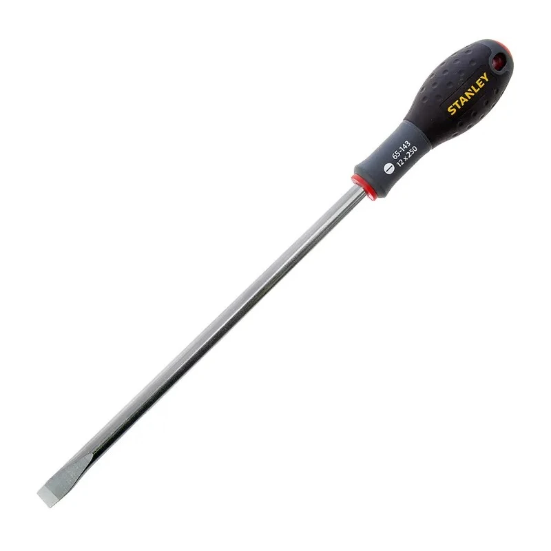 Stanley Slotted Screwdriver with 250 mm Steel Blade, Insulated Soft Grip Handle 0-65-143