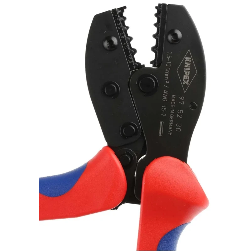 Knipex PreciForce Crimp Tool for Uninsulated Butt Splices 220mm, Comfort Grip Handles 97 52 30