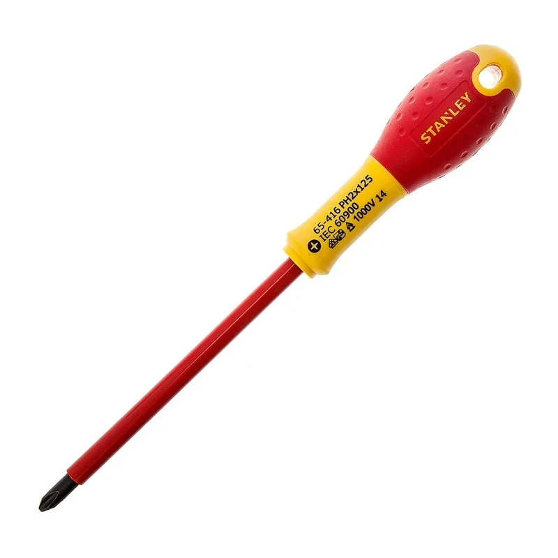 Stanley Insulated Screwdriver PH2 Tip 125 mm Blade Steel VDE 1000V Approved 0-65-416