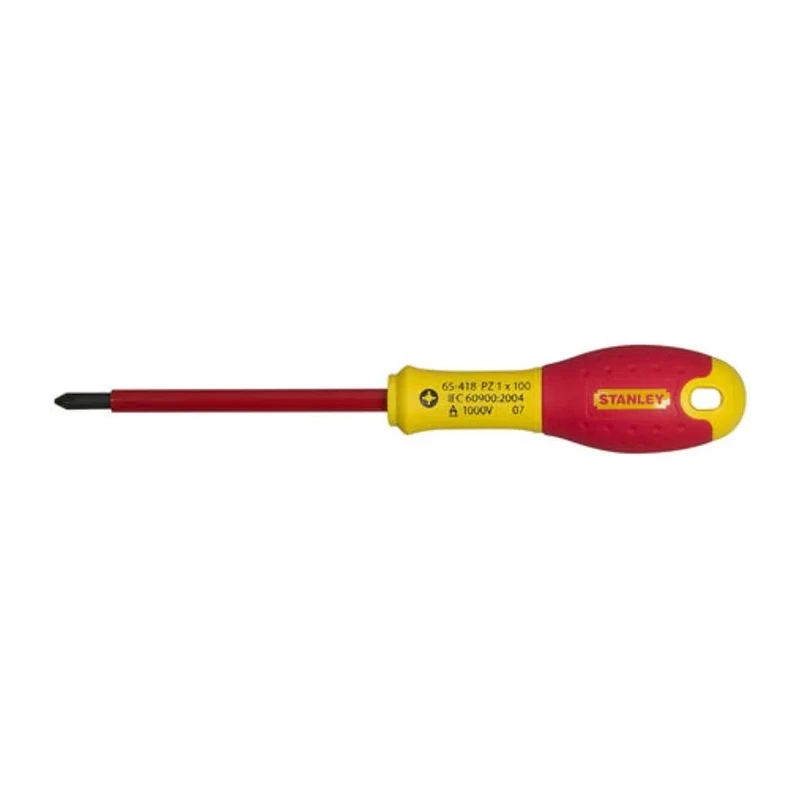 Stanley Insulated Screwdriver PZ1 Tip 100 mm Blade Steel VDE 1000V Approved 0-65-418