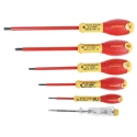 Stanley Insulated Pozidriv Screwdriver Set, 6 Pieces, VDE Certified, Tip Sizes 2.5 mm, 3.5 mm, 5.5 mm, PZ1 & PZ2 0-65-443