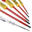 Stanley Insulated Pozidriv Screwdriver Set, 6 Pieces, VDE Certified, Tip Sizes 2.5 mm, 3.5 mm, 5.5 mm, PZ1 & PZ2 0-65-443