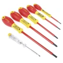 Stanley Insulated Pozidriv Screwdriver Set, 6 Pieces, VDE Certified, Tip Sizes 2.5 mm, 3.5 mm, 5.5 mm, PZ1 & PZ2 0-65-443
