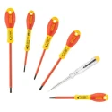 Stanley Insulated Pozidriv Screwdriver Set, 6 Pieces, VDE Certified, Tip Sizes 2.5 mm, 3.5 mm, 5.5 mm, PZ1 & PZ2 0-65-443