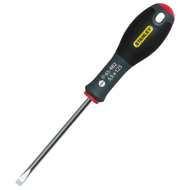 Stanley Standard Slotted Screwdriver 125 mm Blade Insulated Soft Grip Handle 0-65-482