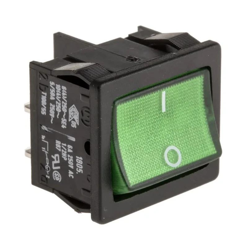 Marquardt Illuminated DPST On-Off On-Off Rocker Switch Panel IP40 10A 250V AC Green Actuator 1805.7109