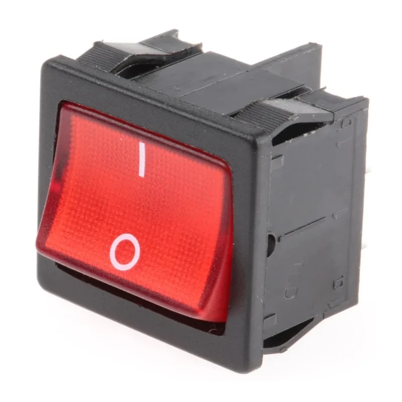 Marquardt Illuminated DPST On-Off Rocker Switch Panel, Red Actuator, Panel Mount 1805.7110