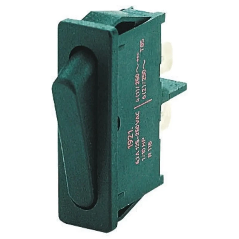 Marquardt SPST On-Off Rocker Switch Panel, Black Actuator, Polyamide Housing, Panel Mount, 250V AC, 6A, Model 1921.1102