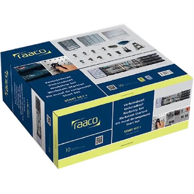 Raaco Steel Workshop Storage System 139830, Wall Mount Steel Cabinet with Panels and Bins, H 440 mm x W 1866 mm x D 150 mm
