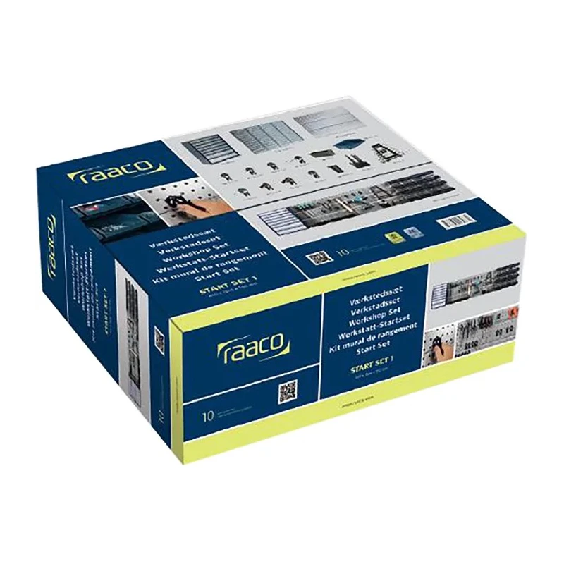 Raaco Steel Workshop Storage System 139830, Wall Mount Steel Cabinet with Panels and Bins, H 440 mm x W 1866 mm x D 150 mm