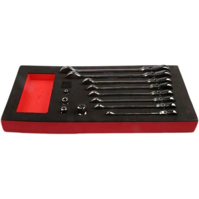 RS PRO 12-Piece Ratchet Combination Spanner Set 8 to 19 mm Chrome Vanadium Steel 125-3051
