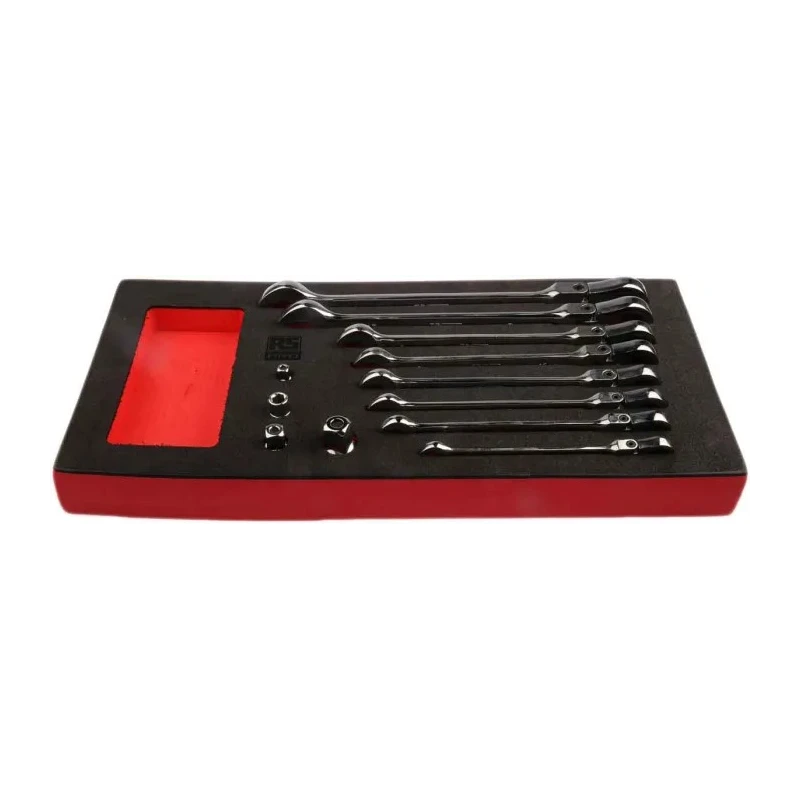 RS PRO 12-Piece Ratchet Combination Spanner Set 8 to 19 mm Chrome Vanadium Steel 125-3051