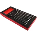 RS PRO 12-Piece Ratchet Combination Spanner Set 8 to 19 mm Chrome Vanadium Steel 125-3051