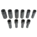 RS PRO 10-Piece 1/2 in Hexagon Impact Socket Set with Chrome Molybdenum Steel Construction and Phosphate Finish 125-3056