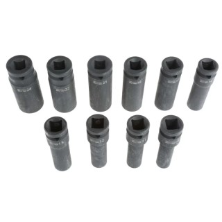 RS PRO 10-Piece 1/2 in Hexagon Impact Socket Set with Chrome Molybdenum Steel Construction and Phosphate Finish 125-3056