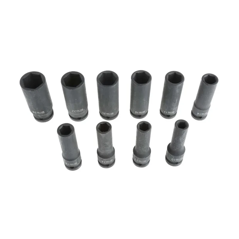 RS PRO 10-Piece 1/2 in Hexagon Impact Socket Set with Chrome Molybdenum Steel Construction and Phosphate Finish 125-3056