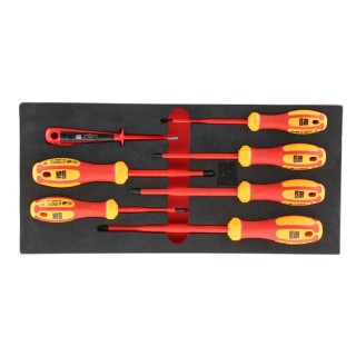 RS PRO Pozidriv and Slotted Insulated Screwdriver Set, 7-Piece, VDE Certified 1000V, Chrome Vanadium Molybdenum 125-3063