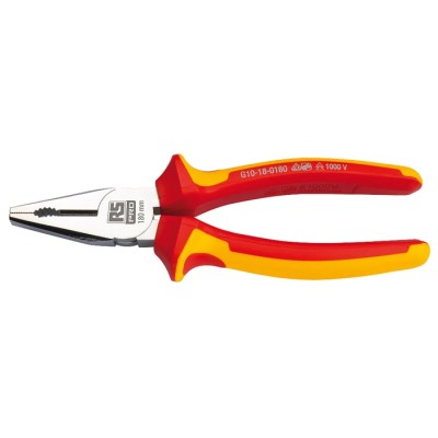 RS PRO Steel Combination Plier 180mm Overall Length, DuoTech Soft Grip Handles, 29mm Jaw, VDE/1000V Approved 125-3066