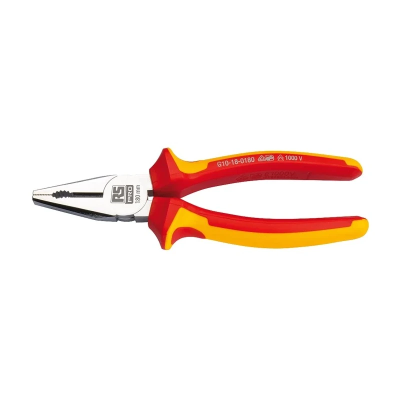 RS PRO Steel Combination Plier 180mm Overall Length, DuoTech Soft Grip Handles, 29mm Jaw, VDE/1000V Approved 125-3066