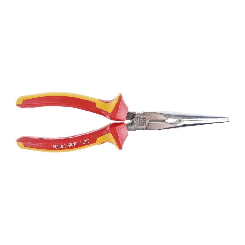 RS PRO Long Nose Plier, 200mm Overall Length, 74mm Jaw, VDE 1000V Approved, Polyvinyl Chloride Handle 125-3073