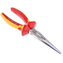 RS PRO Long Nose Plier, 200mm Overall Length, 74mm Jaw, VDE 1000V Approved, Polyvinyl Chloride Handle 125-3073
