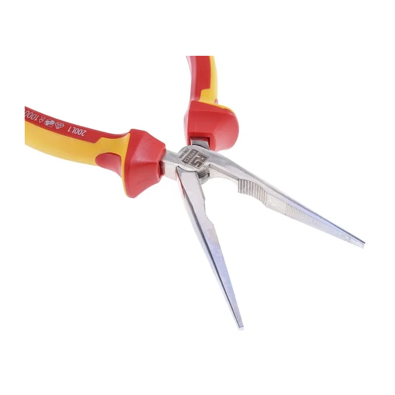 RS PRO Long Nose Plier, 200mm Overall Length, 74mm Jaw, VDE 1000V Approved, Polyvinyl Chloride Handle 125-3073
