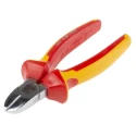 RS PRO VDE/1000V Approved Diagonal Side Cutter 160mm Overall Length 23mm Jaw Length Steel Jaw Bi-Metal Handle 125-3069