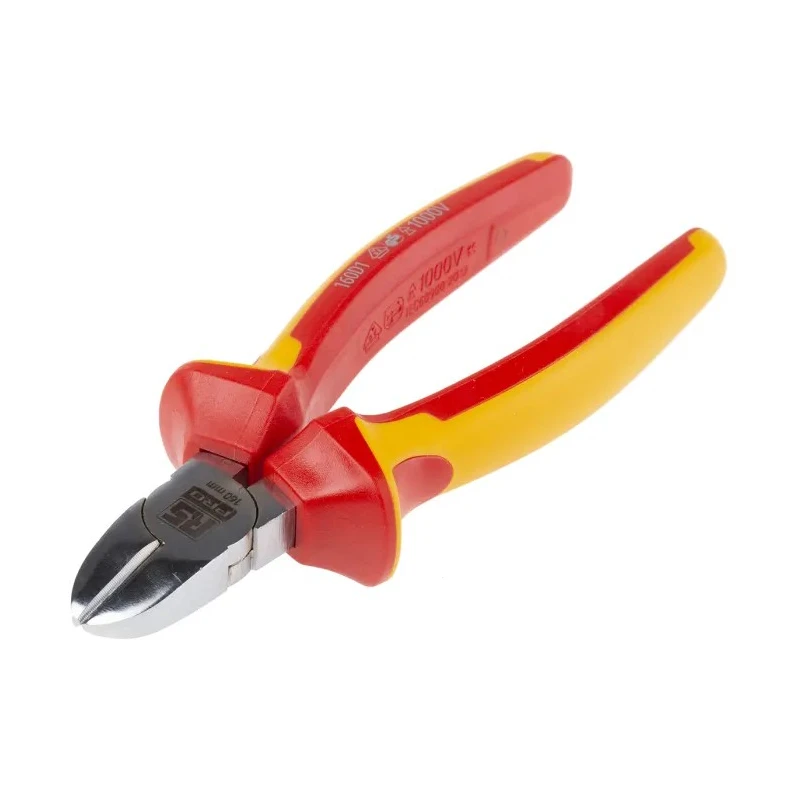 RS PRO VDE/1000V Approved Diagonal Side Cutter 160mm Overall Length 23mm Jaw Length Steel Jaw Bi-Metal Handle 125-3069