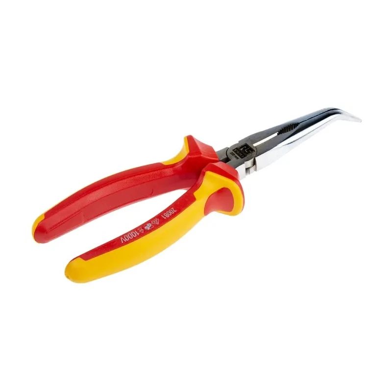 RS PRO Long Nose Plier Bent Nose, 200mm Overall Length, 72mm Jaw, VDE 1000V Approved 125-3074