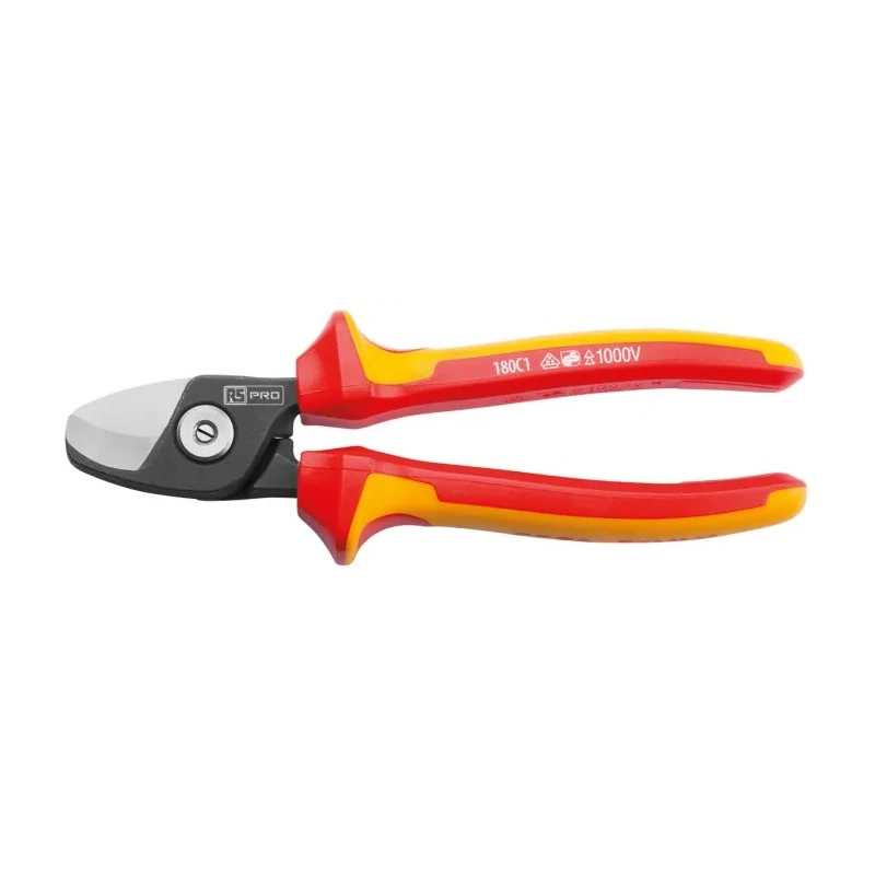 RS PRO VDE 1000V Approved Straight Cable Cutter, Insulated, Steel Jaw, 170mm Overall Length 125-3077