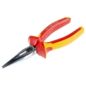 RS PRO Long Nose Plier, 160mm Overall Length, Chrome Finish, DuoTech Soft Grip, VDE 1000V Approved, Model 125-3072