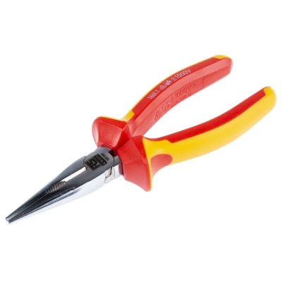 RS PRO Long Nose Plier, 160mm Overall Length, Chrome Finish, DuoTech Soft Grip, VDE 1000V Approved, Model 125-3072